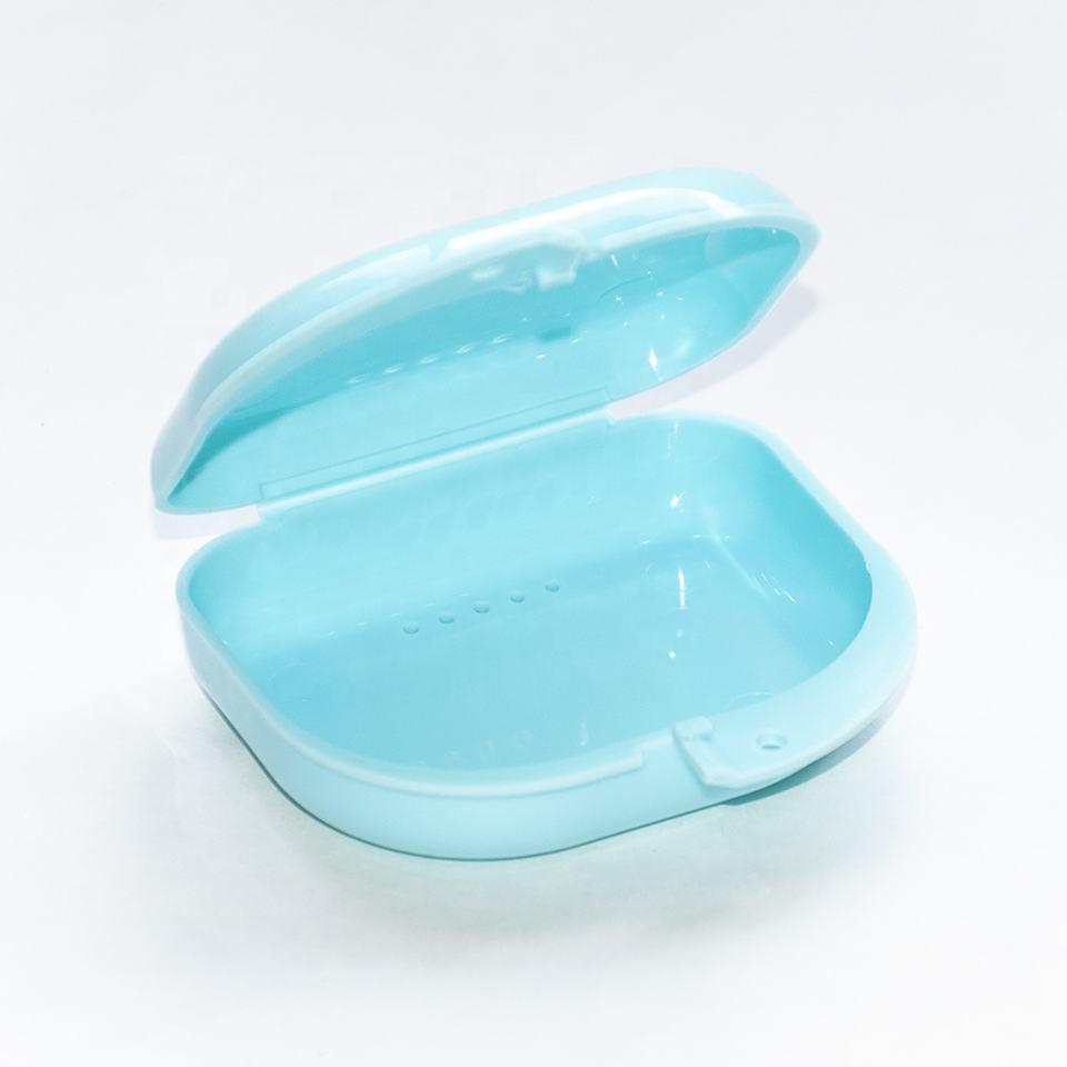 Custom plastic dental case denture box with hole for retainers